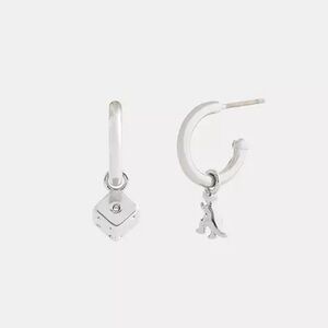 COACH Mini Dice And Rexy Charm Hoop Earrings